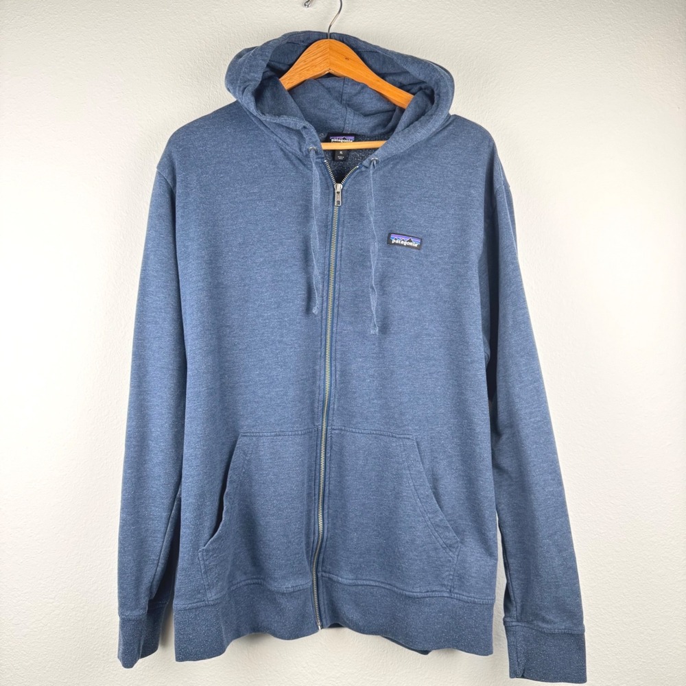 Patagonia Hoodie Mens XL Blue Good Apricot Lane Farms Full Zip Organic Cotton